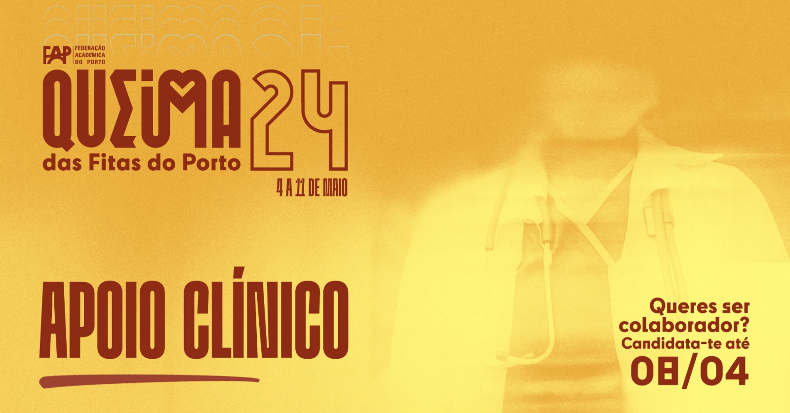 Inscrições para a Comissão de Apoio Clínico da Queima das Fitas do Porto 2024