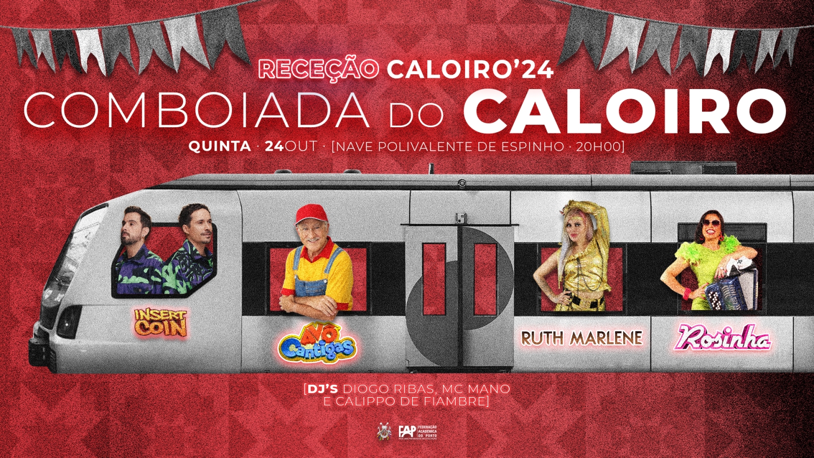 Rosinha, Insert Coin, Ruth Marlene  e Avô Cantigas confirmados no Comboio do Caloiro 