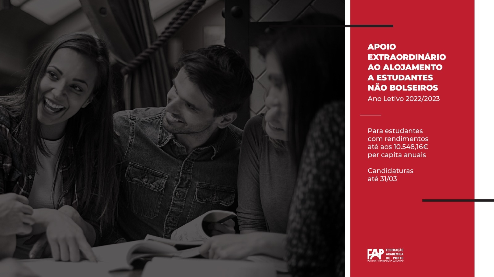 Apoio extraordinário ao Alojamento a estudantes não bolseiros